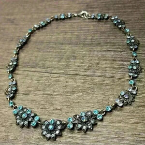 Vintage Floral Crystal Necklace